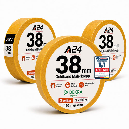 A24 Goldband Malerkrepp 38 mm × 50 m – DEKRA-geprüft