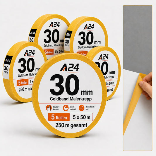 A24 Goldband Malerkrepp 30 mm × 50 m – DEKRA-geprüft