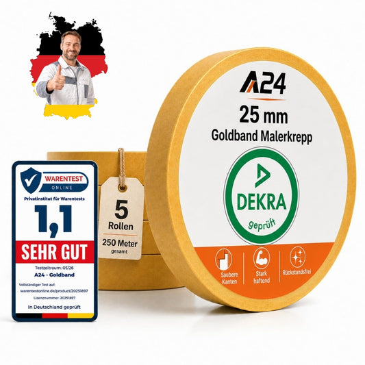 A24 Goldband Malerkrepp 38 mm × 50 m – DEKRA-geprüft